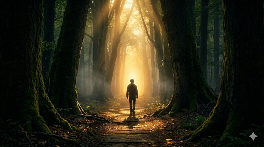 A narrow path or light-filled walkway (symbolizing Kingdom direction and influence)